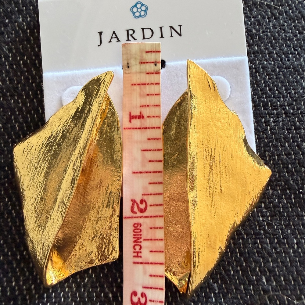 JARDIN 14K Gold Plated Organic Statement Earrings - Picture 4 of 7